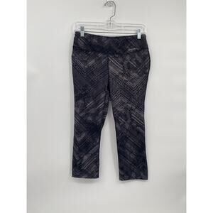 Eddie Bauer Black Gray Print Leggings Crop Women's Medium